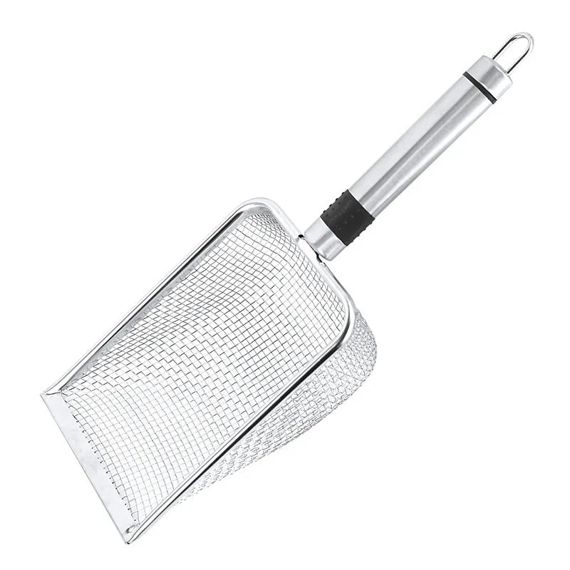 New Cat Litter Scoop Shovel Stainless Steel Reptile Sand Substrate Shovel Clean up Feces Fine Mesh Sifter for Cats CZMS02