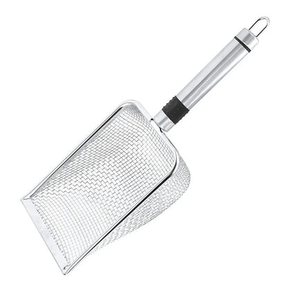 New Cat Litter Scoop Shovel Stainless Steel Reptile Sand Substrate Shovel Clean up Feces Fine Mesh Sifter for Cats CZMS02